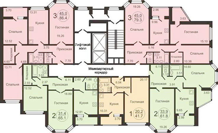 Типовой жилой дом серии НС-1 планировки квартир, фото