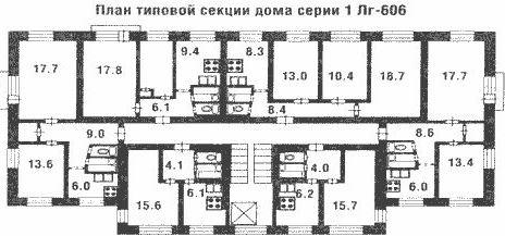 Типовой проект панельного дома 5 этажей Типовой жилой дом серии 1-ЛГ606М планировки квартир, фото